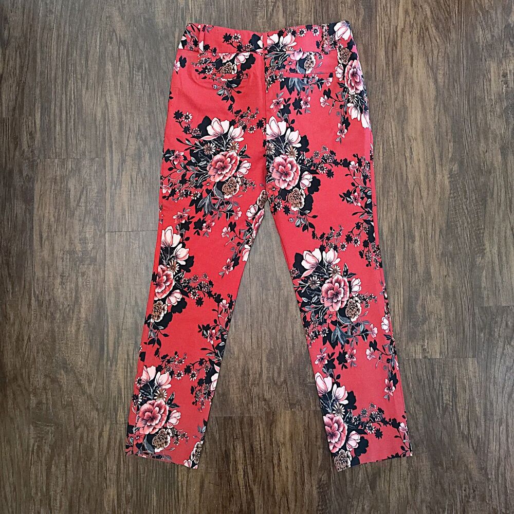 Jules & Leopold Pink Floral Pants Womens Medium Stretch Slim Ankle Career - Picture 3 of 5